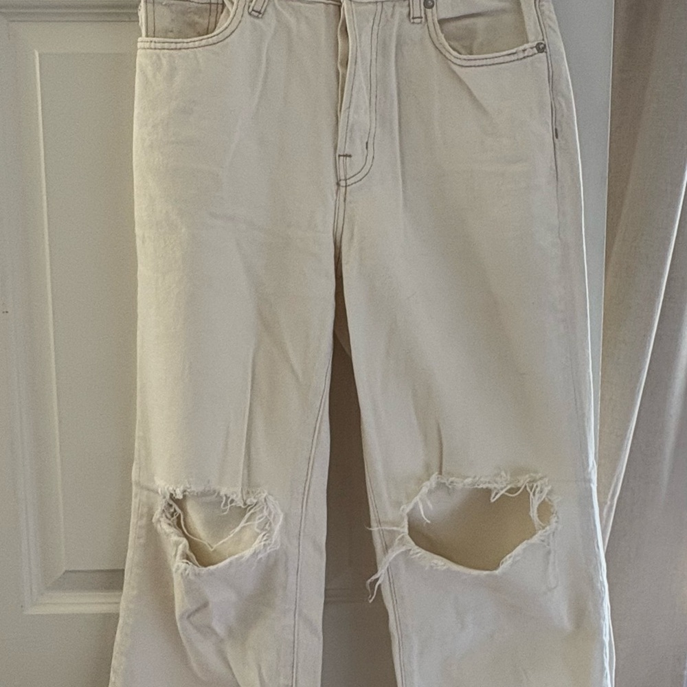 Free People / Ranger Distressed White Wide Leg Jean / 27